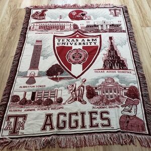 A&M VintageTapestry Blanket New Condition 65in×50in Iconic Traditions &landmarks
